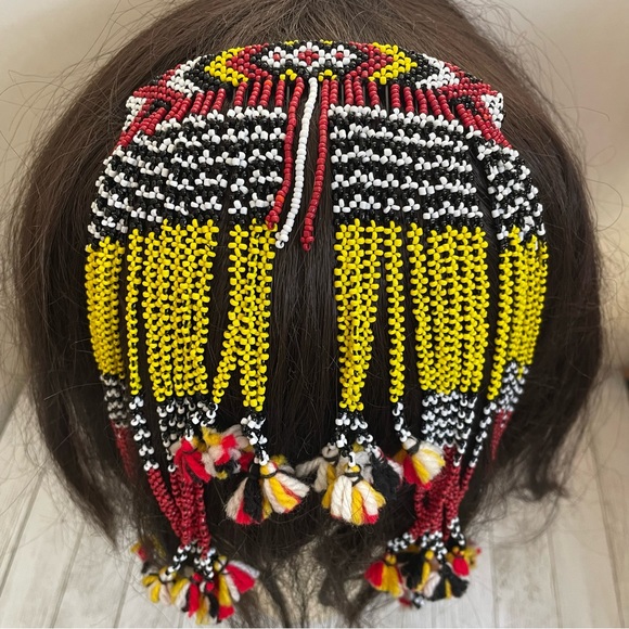 Vintage Handmade Native American Beaded Dangling Hair Comb Rare One of a Kind - Picture 9 of 12